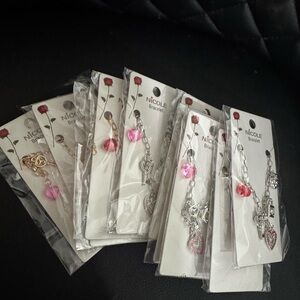 Nicole Silver and Pink Heart Charm Bracelets